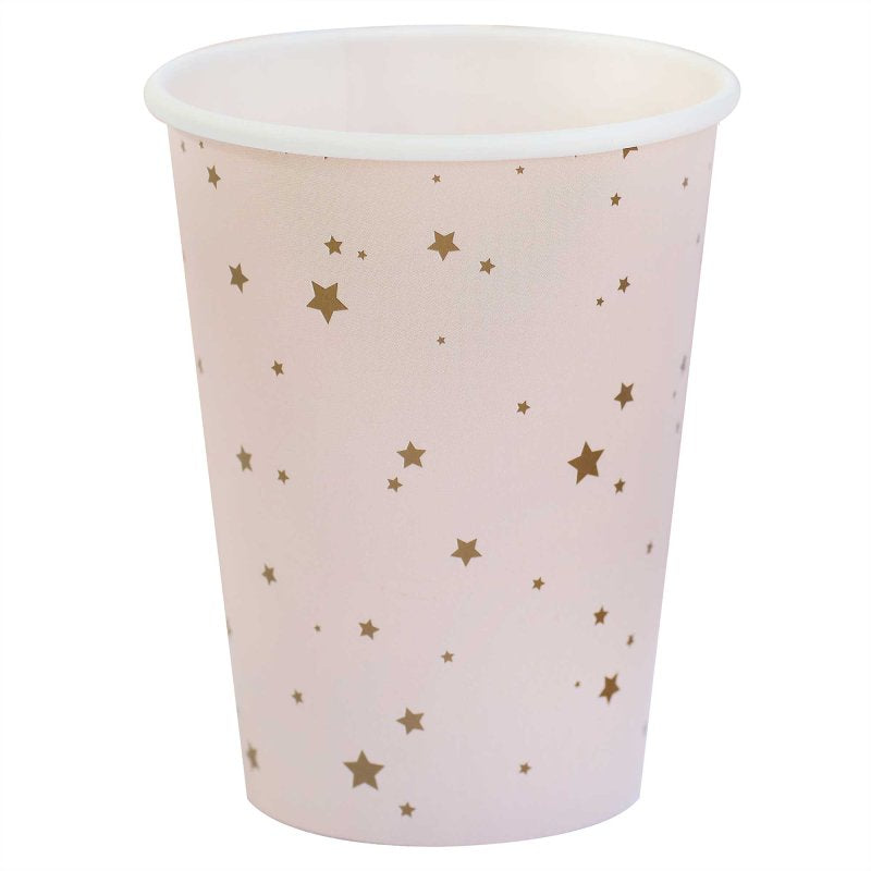 PRINCESS PARTY PINK & GOLD STAR PAPER PARTY CUPS