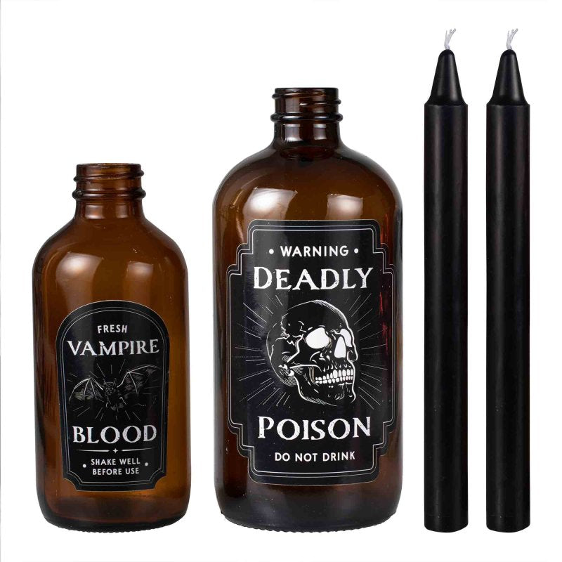 DEADLY SOIREE CANDLE HOLDERS WITH BLACK DINNER CANDLES