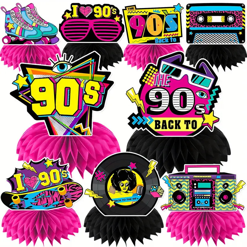 The Party Empress 90s Party Décor collection brings back the bold, playful, and nostalgic vibes of the decade, creating an immersive throwback experience filled with vibrant colours and retro flair.