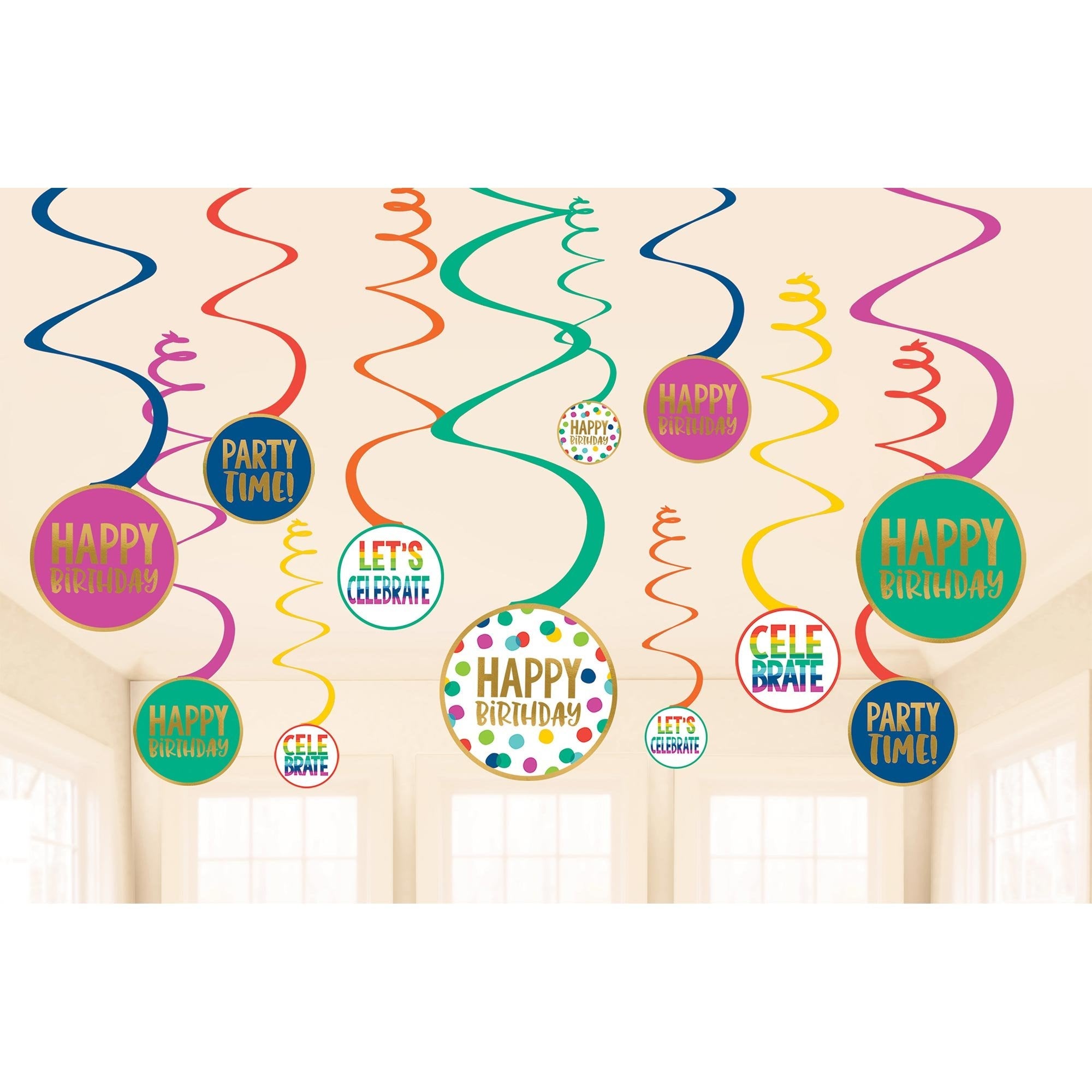 Party Empress' Happy Dots & Rainbow Wishes Birthday Decor creates a captivating and festive ambiance for a birthday celebration.