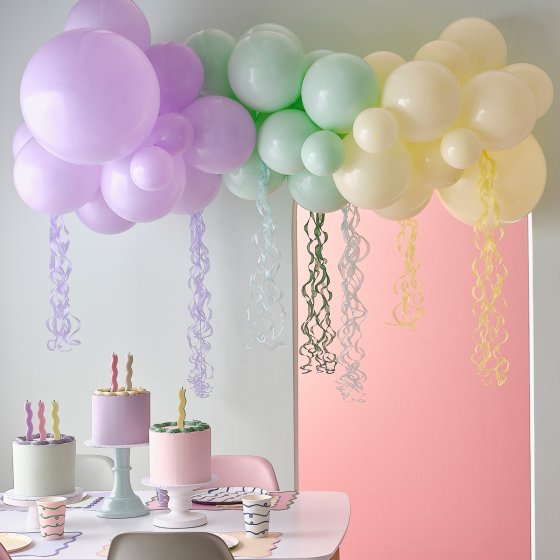 Embrace a world of soft hues and gentle curves with Party Empress' Pastel Wave Party Collection. This enchanting assortment of decor transforms any celebration into a serene yet festive experience